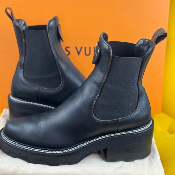 Louis Vuitton Beauborg Ankle Black Boots In Soft Lamb Skin Leather Size 38 - Picture 13 of 16